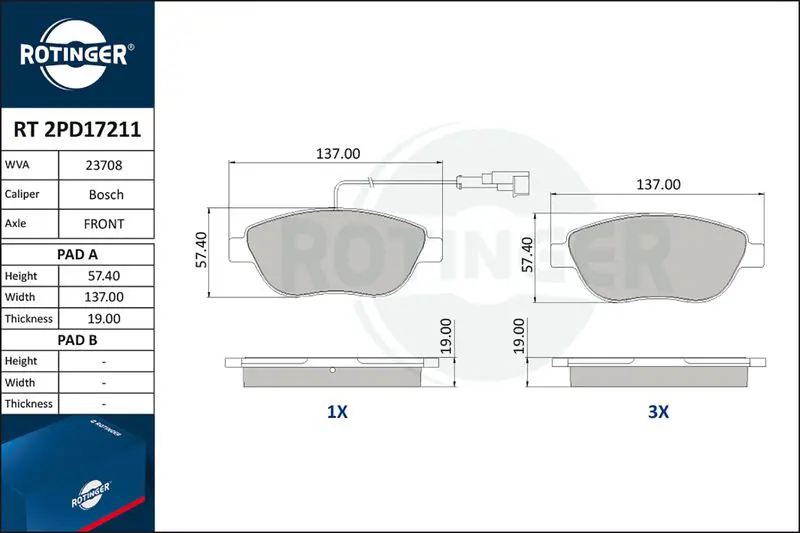 ROTINGER RT2PD17211 Комплект дисковых тормозных