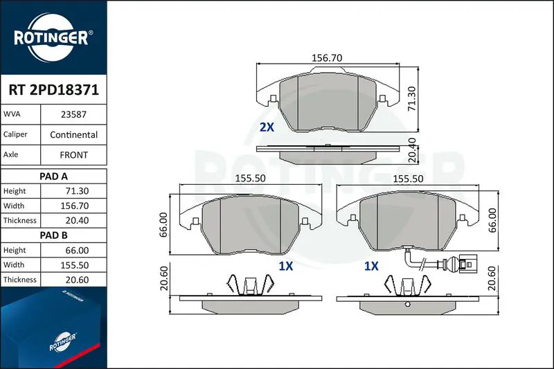 RT2PD18371 Комплект тормозных колодок,