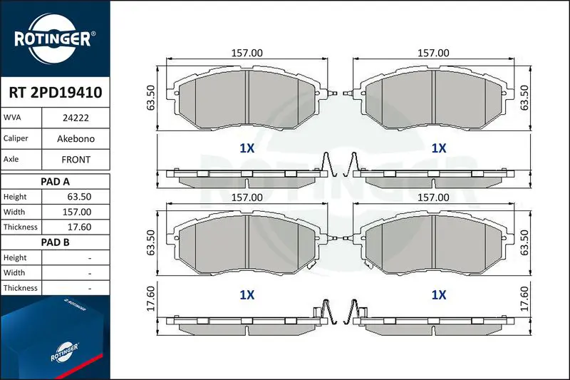 RT2PD19410 Комплект тормозных колодок,