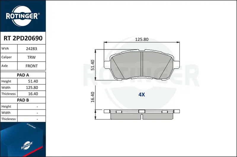 RT2PD20690 Комплект тормозных колодок,