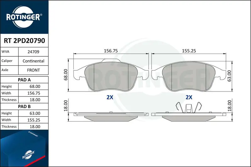 RT2PD20790 Колодки тормозные дисковые без