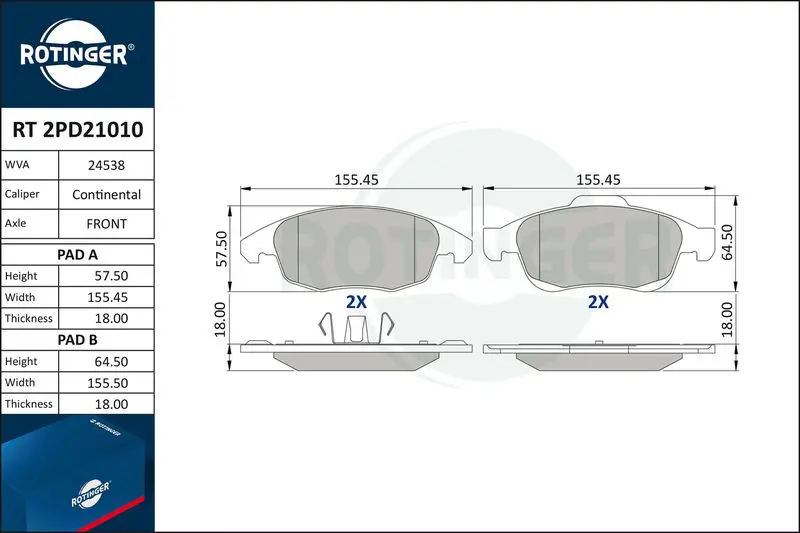 RT2PD21010 Колодки тормозные дисковые без