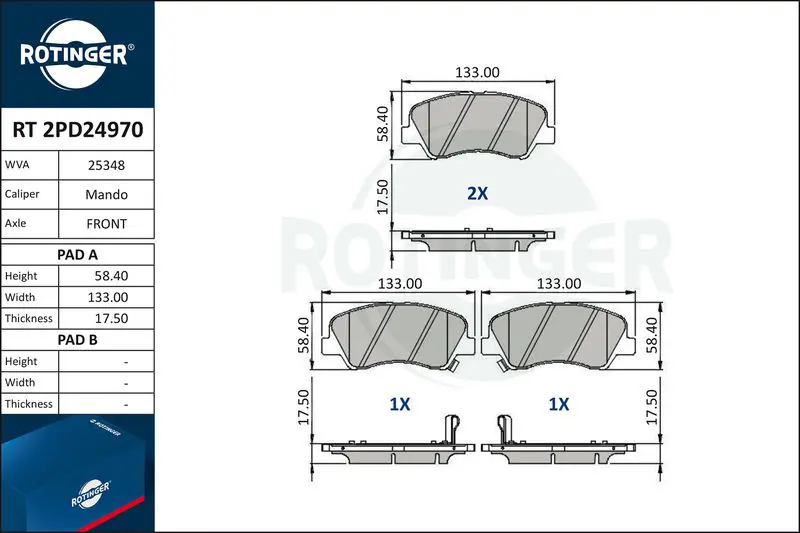 ROTINGER RT2PD24970 Колодки тормозные дисковые без