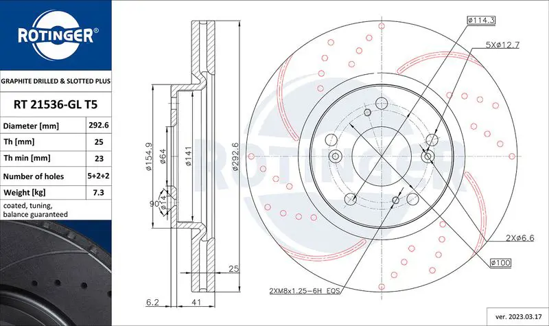 ROTINGER RT21536GLT5 Диск тормозной графитовый с