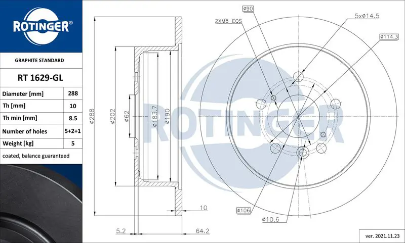 ROTINGER RT1629GL Тормозной диск