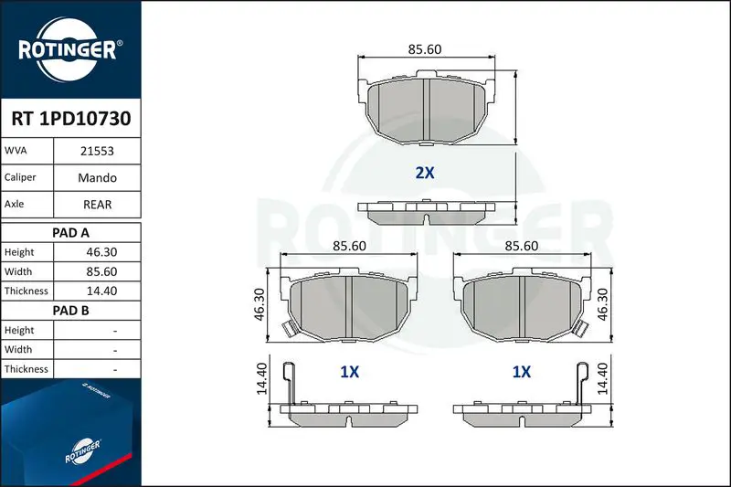 ROTINGER RT1PD10730 Комплект тормозных колодок,
