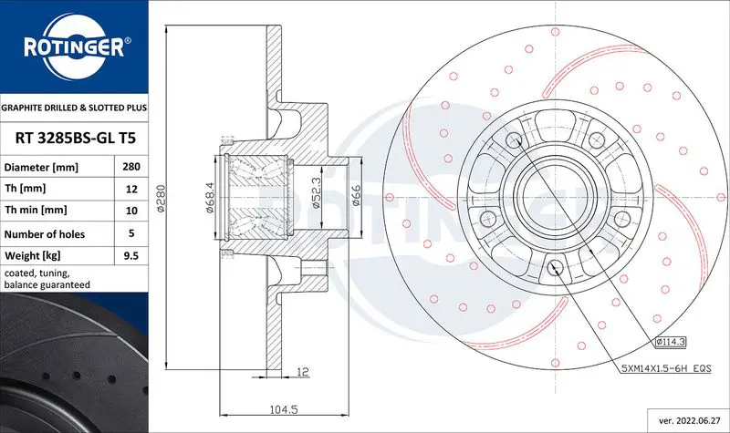 ROTINGER RT3285BSGLT5 Тормозной диск