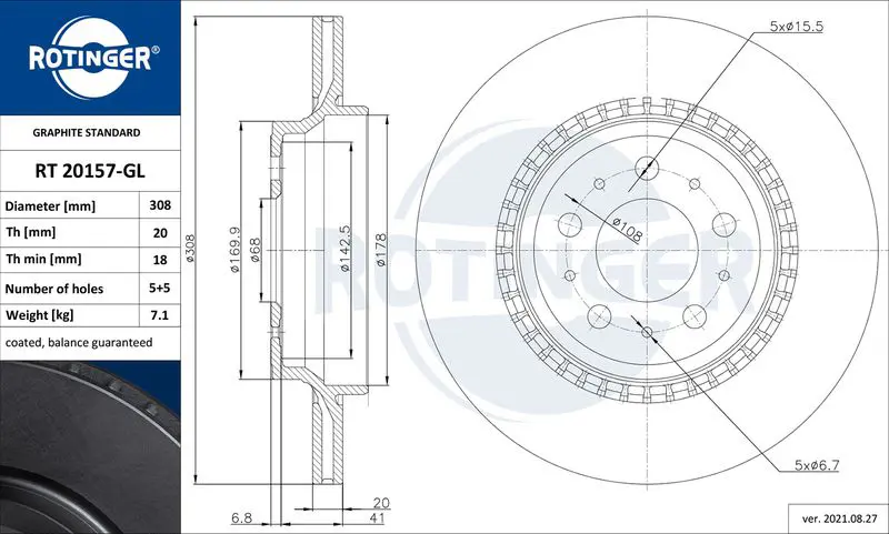 ROTINGER RT20157GL Тормозной диск