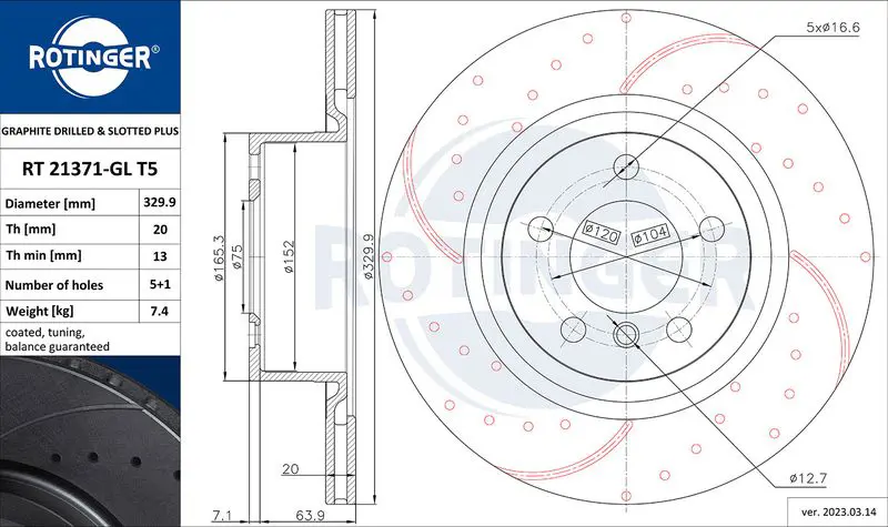 ROTINGER RT21371GLT5 Тормозной диск