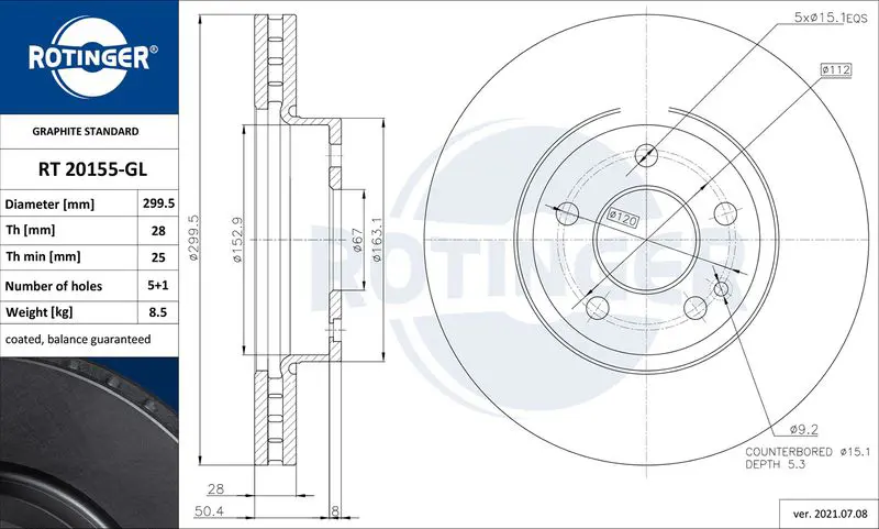 ROTINGER RT20155GL Тормозной диск