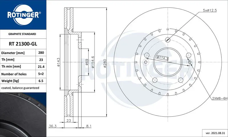 ROTINGER RT21300GL Диск тормозной графитовый