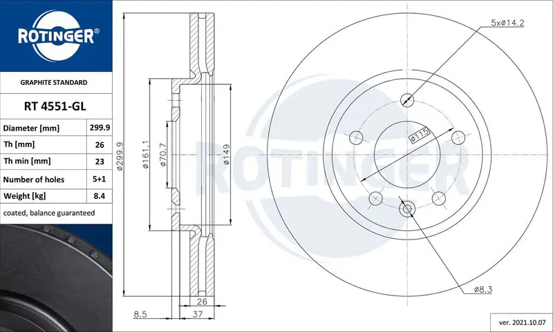 ROTINGER RT4551GL Диск тормозной графитовый