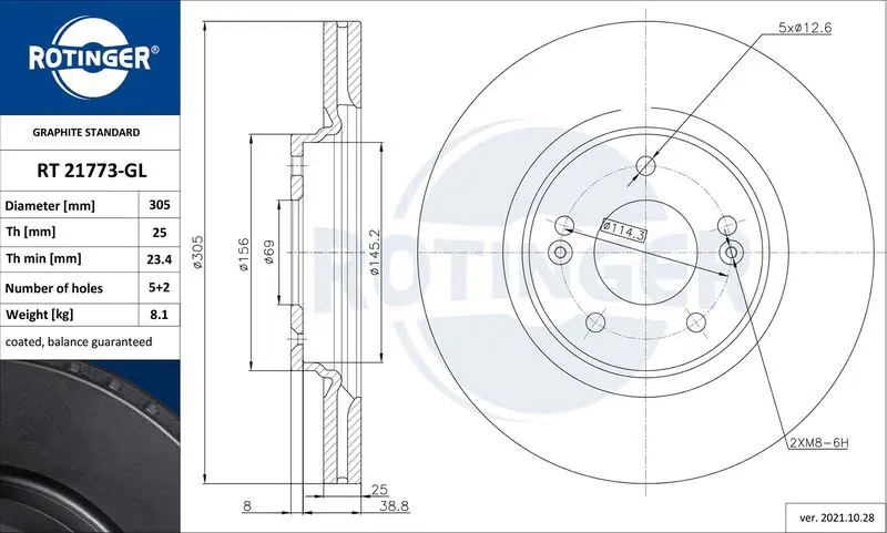 ROTINGER RT21773GL Тормозной диск