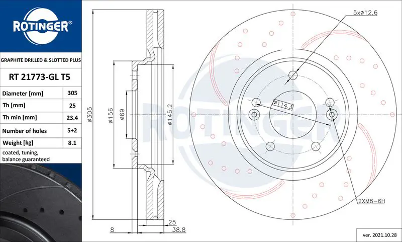 ROTINGER RT21773GLT5 Диск тормозной графитовый с