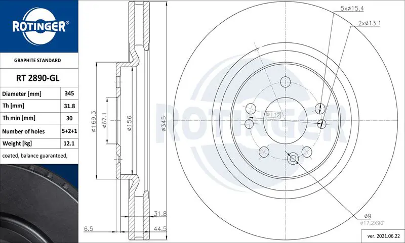 ROTINGER RT2890GL Тормозной диск
