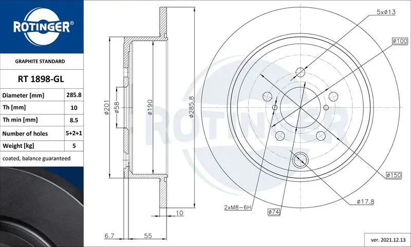 ROTINGER RT1898GL Тормозной диск