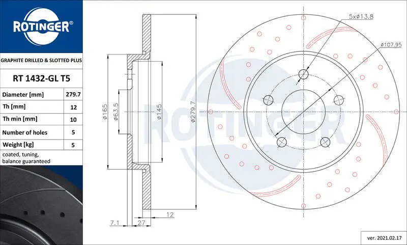 ROTINGER RT1432GLT5 Тормозной диск