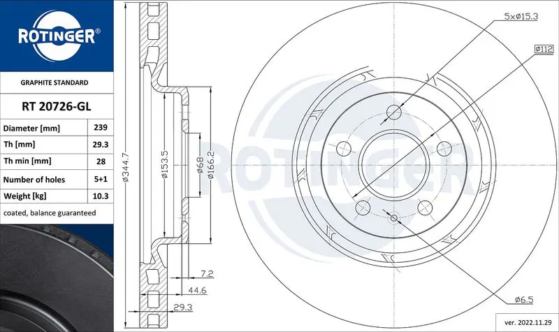 ROTINGER RT20726GL Тормозной диск