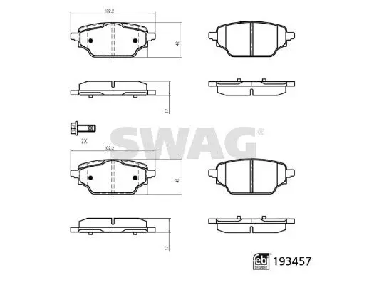 SWAG 33111250 BRAKE PAD SET