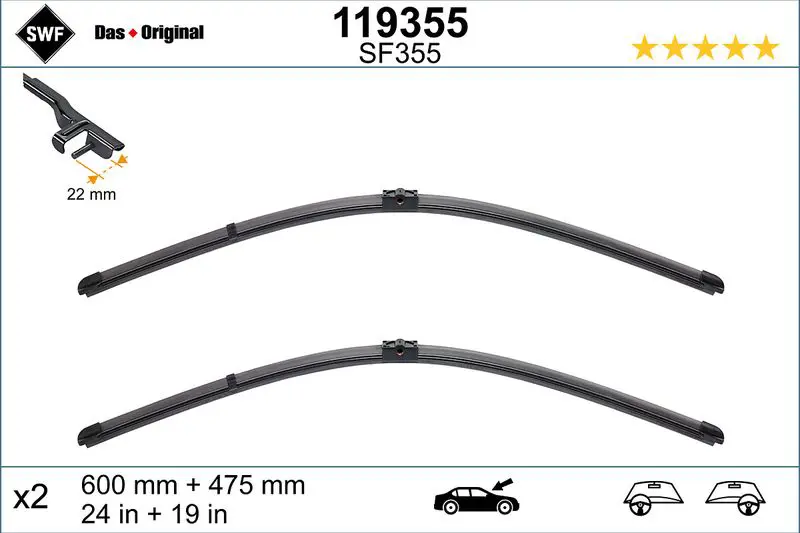 Swf 119355 Щетка стеклоочистителя VW Golf