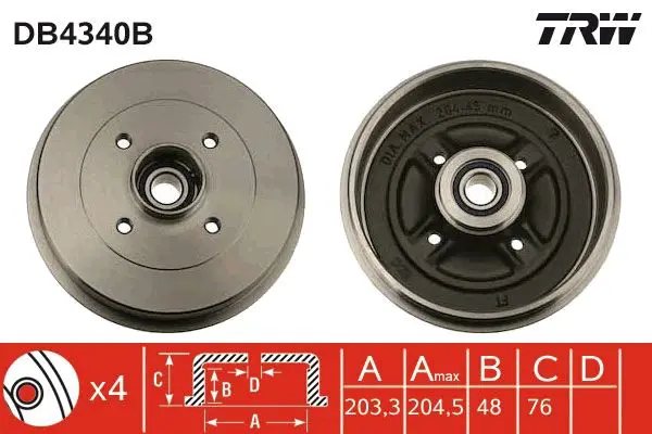 TRW DB4340B Тормозный барабан