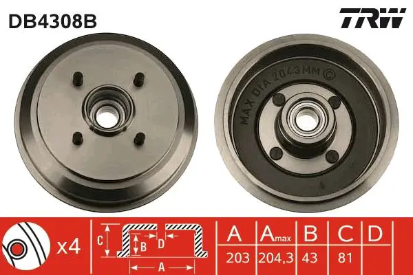 TRW DB4308B Барабан тормозной