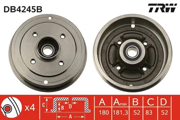 TRW DB4245B Тормозный барабан