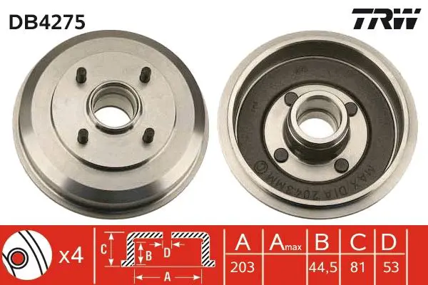 TRW DB4275 Тормозной барабан DB4275