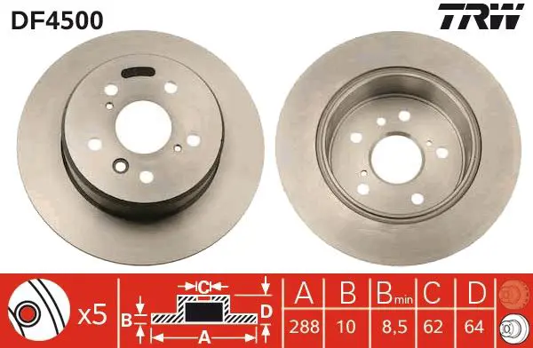 TRW DF4500 Диск тормозной задний TOYOTA