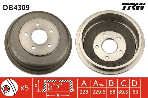 TRW DB4309 Тормозный барабан