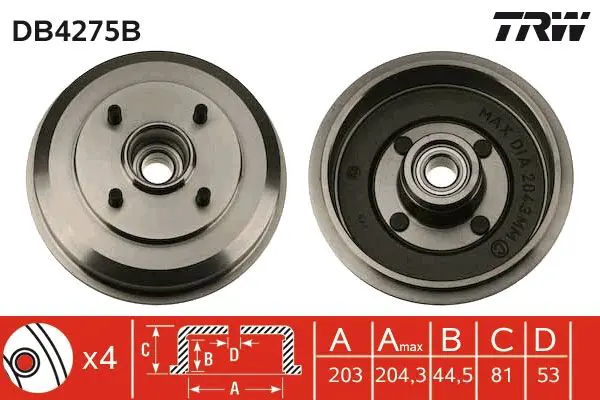 TRW DB4275B Тормозный барабан