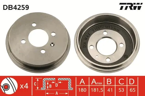 TRW DB4259 Тормозный барабан