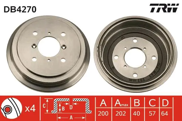 TRW DB4270 Тормозный барабан