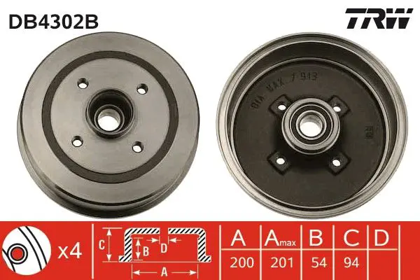 TRW DB4302B Тормозный барабан