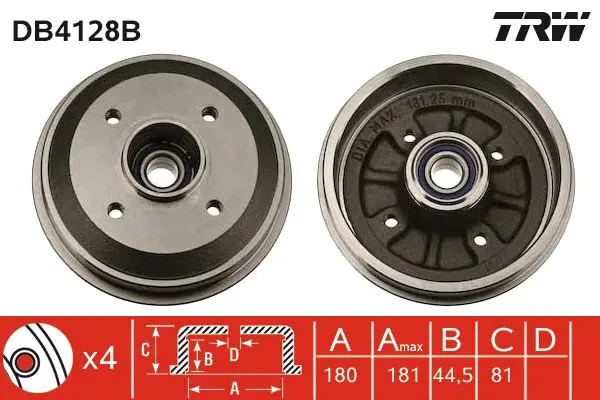 TRW DB4128B Тормозный барабан