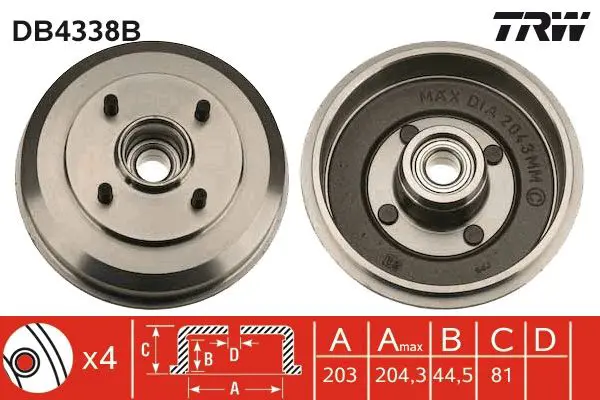 TRW DB4338B Тормозный барабан