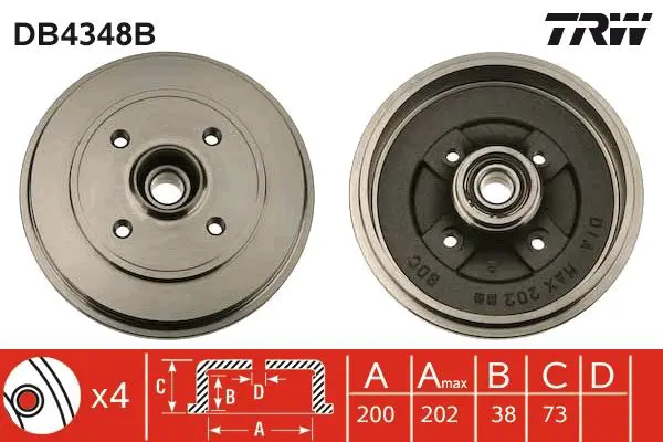 TRW DB4348B Тормозный барабан