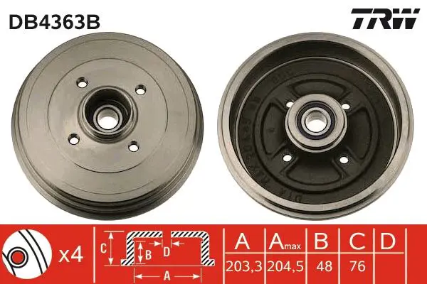 TRW DB4363B Тормозный барабан