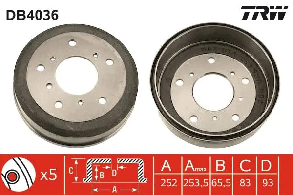 TRW DB4036 Тормозной барабан