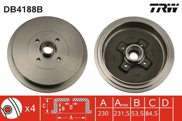 TRW DB4188B Тормозной барабан