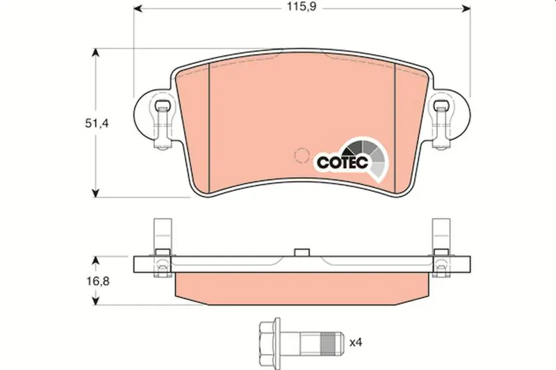 TRW GDB1470 Колодки задние OPEL MOVANO,