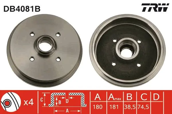 TRW DB4081B Тормозный барабан