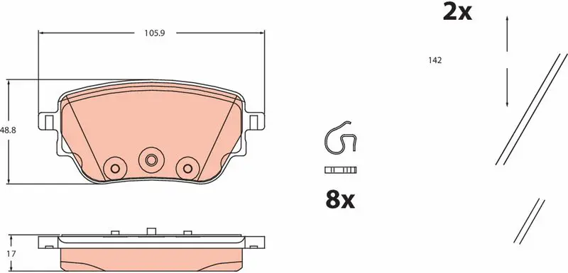 TRW GDB2553 Комплект тормозных колодок,
