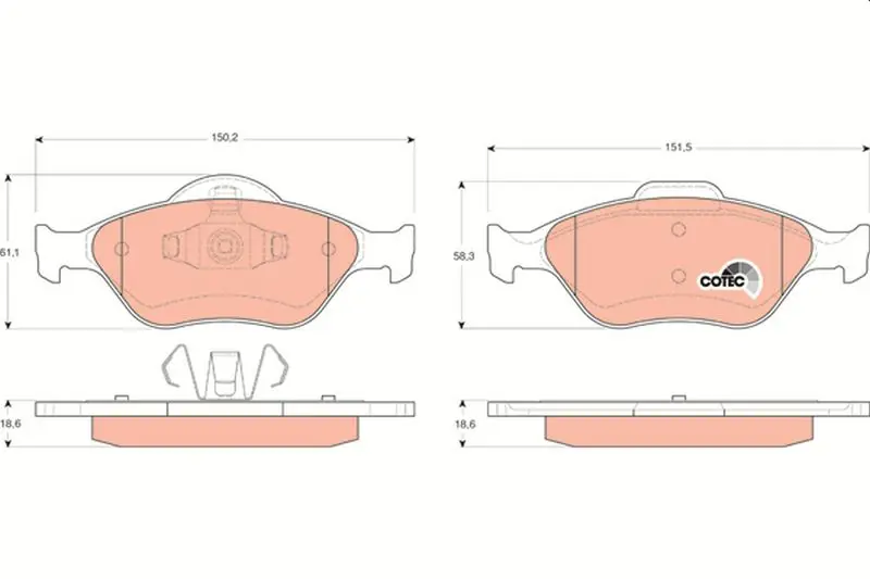 TRW GDB1419 Колодки передние FORD FIESTA