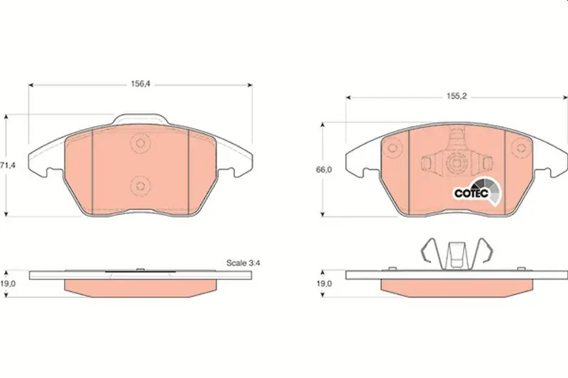 TRW GDB1605 Колодки передние PEUGEOT 208,
