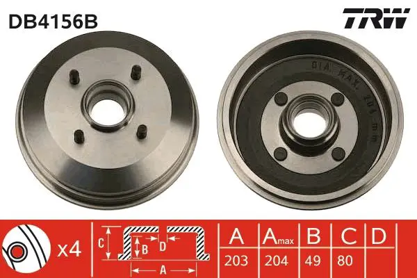 TRW DB4156B Тормозной барабан
