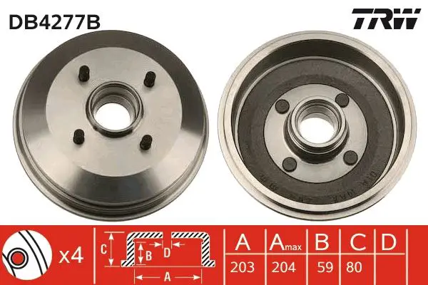 TRW DB4277B Тормозный барабан