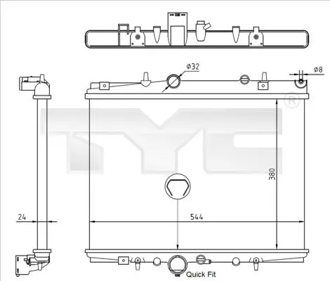TYC 7260018R Радиатор охлаждения двигателя