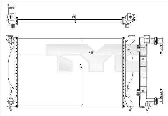 TYC 7020012R Радиатор, охлаждение двигателя