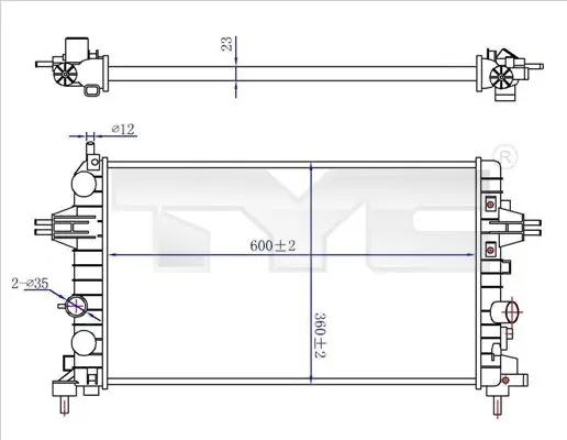 TYC 7250036R Радиатор, охлаждение двигателя